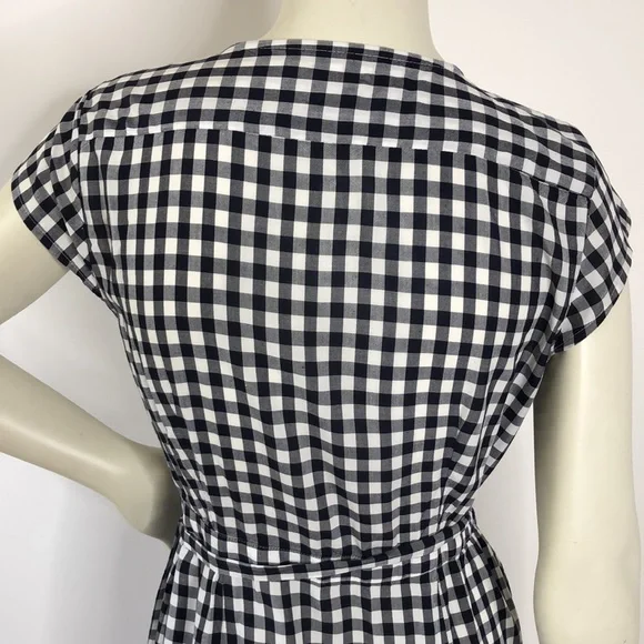 J. CREW Checkered Gingham Cap Sleeve Midi Wrap Dress Sz SP - Picture 9 of 11